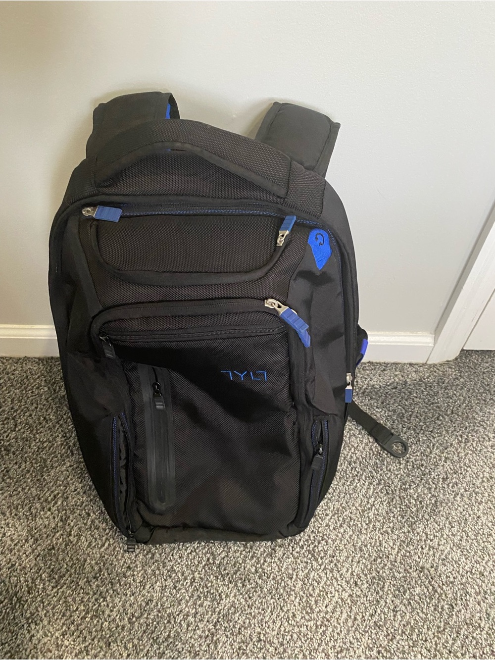 Black Backpack with Blue Accents — Everyday Tech Carry